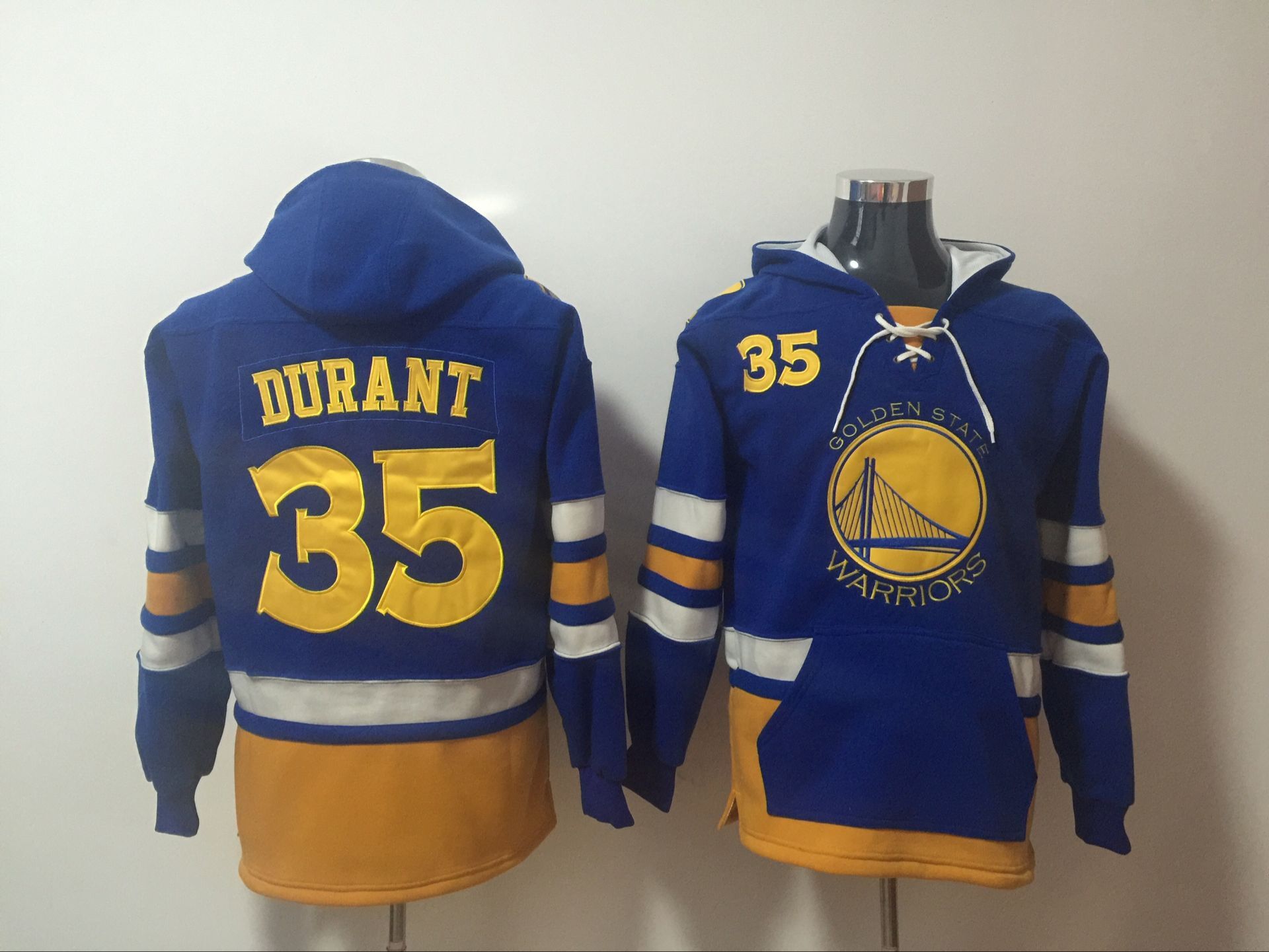 Men 2017 NBA Golden State Warriors #35 Kevin Durant Blue hoodie->golden state warriors->NBA Jersey